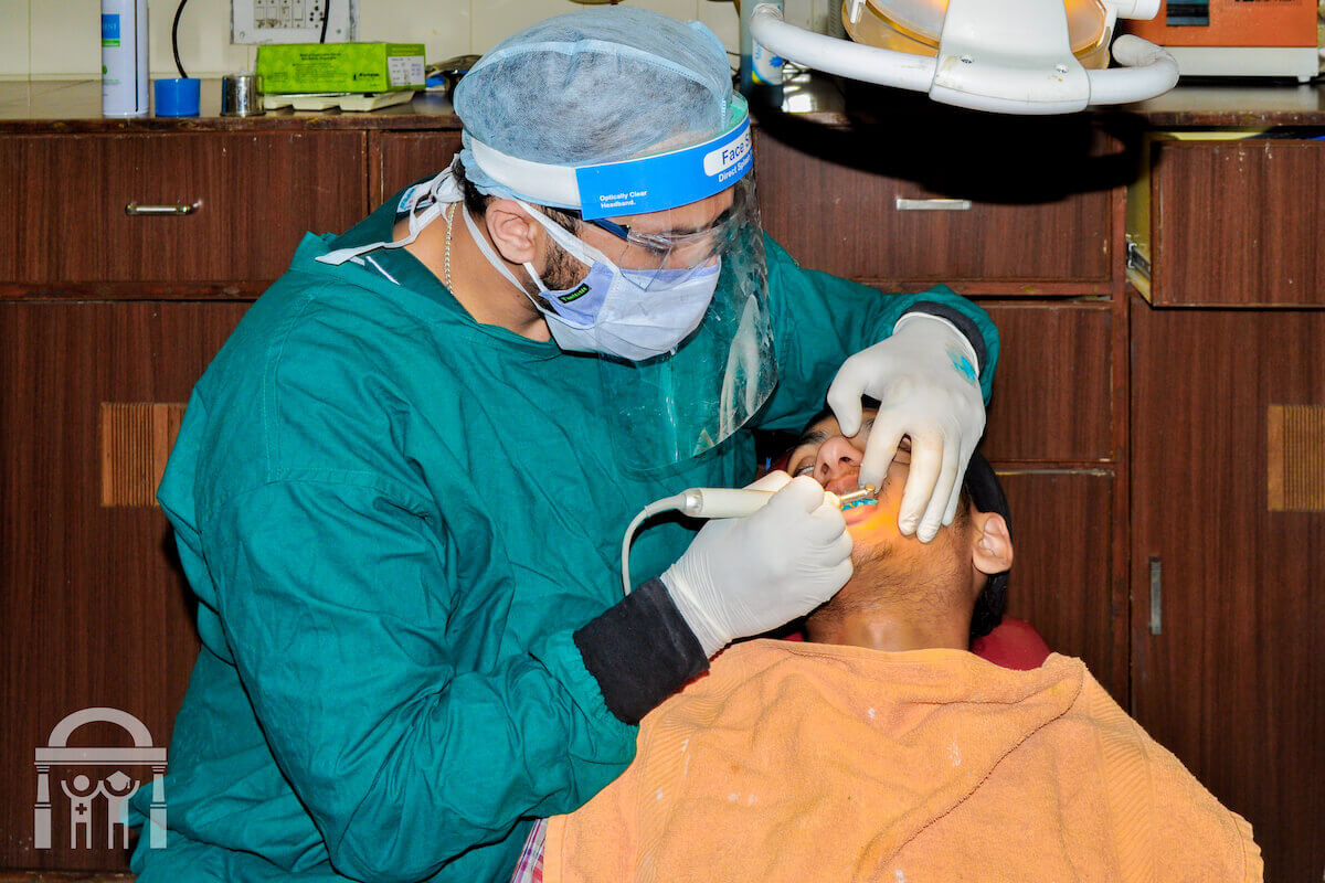 Dentist session with patient front view at Guru Nanak Mission Hospital Dhahan Kaleran near Banga