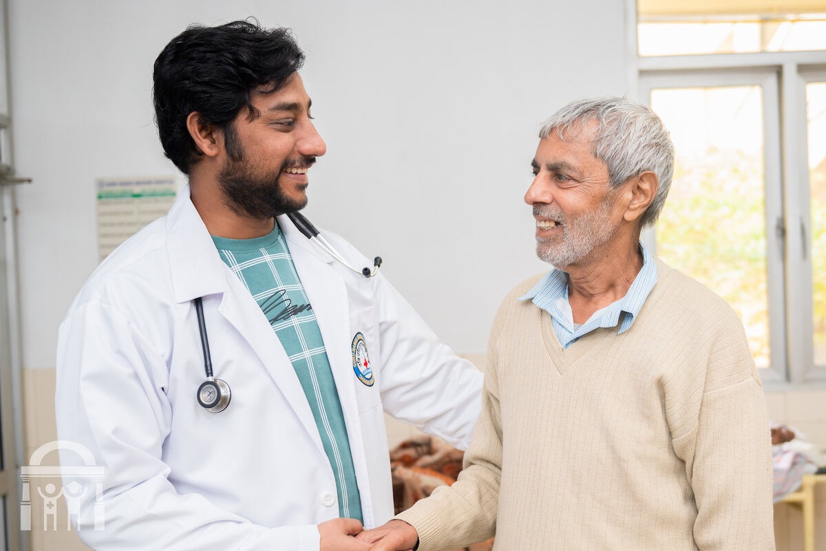 Doctor and patient happy handshake at Guru Nanak Mission Hospital in Dhahan Kaleran near Banga in Shaheed Bhagat Singh Nagar district