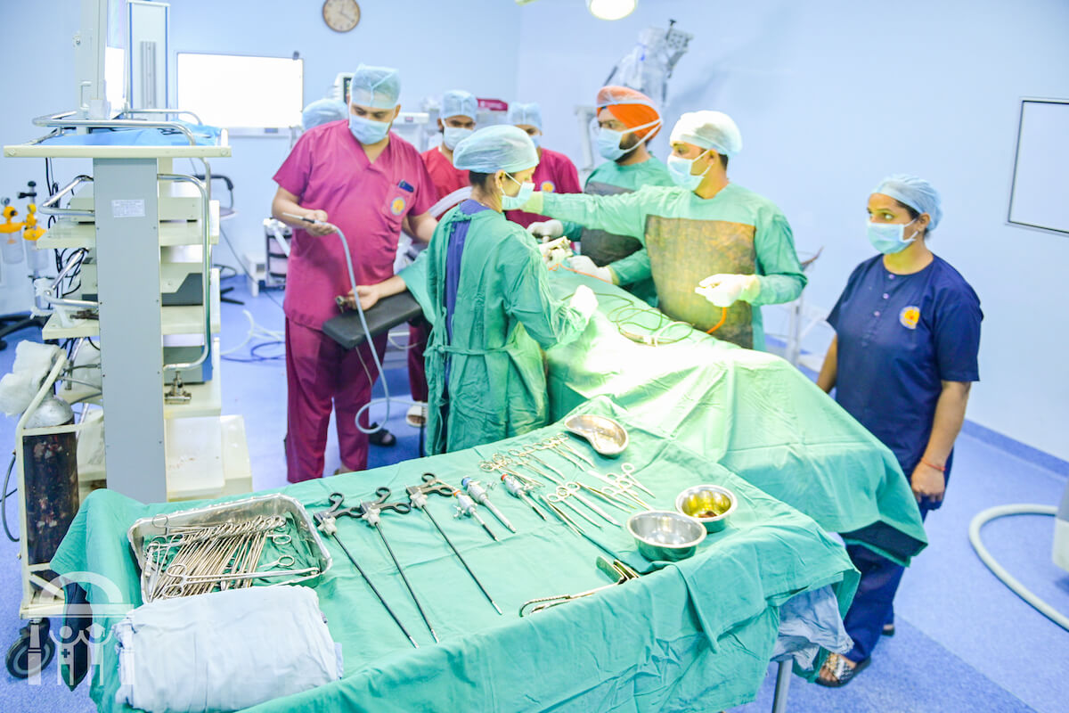 Focus on surgical instruments in an operating theatre at Guru Nanak Mission Hospital Dhahan Kaleran near Banga in Punjab